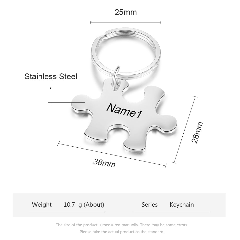 Personalized Puzzle Couple Keychain