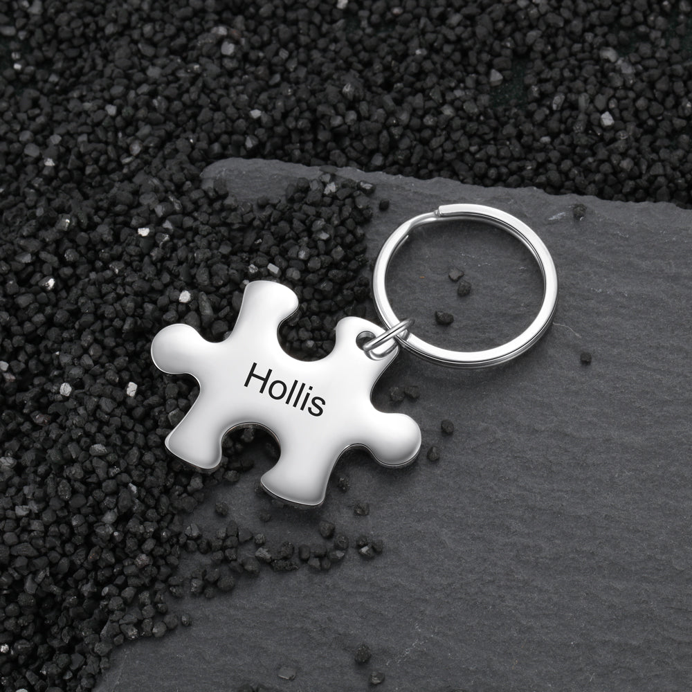 Personalized Puzzle Couple Keychain