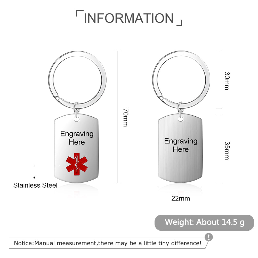 Engraving Stainless Steel Medical Keychain