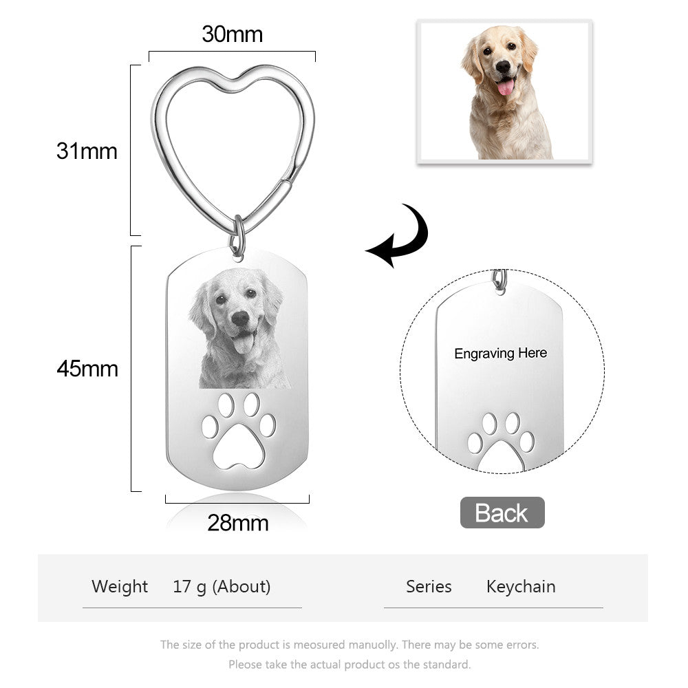 Personalized  Heart Shape Stainless Steel Photo Keychain