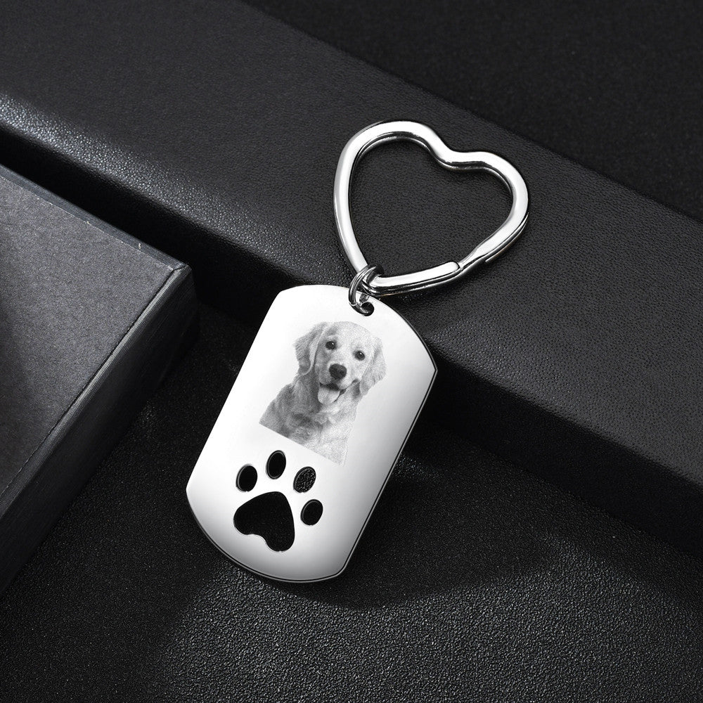 Personalized  Heart Shape Stainless Steel Photo Keychain