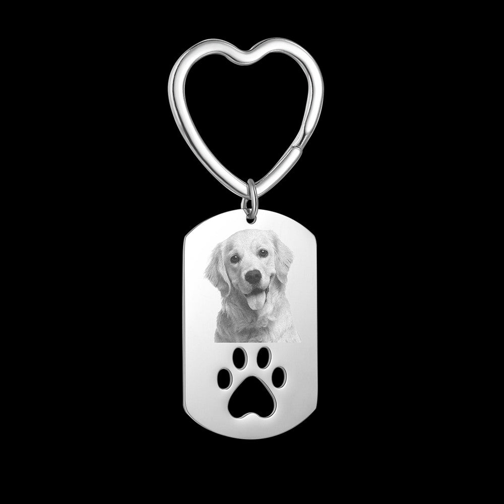 Personalized  Heart Shape Stainless Steel Photo Keychain