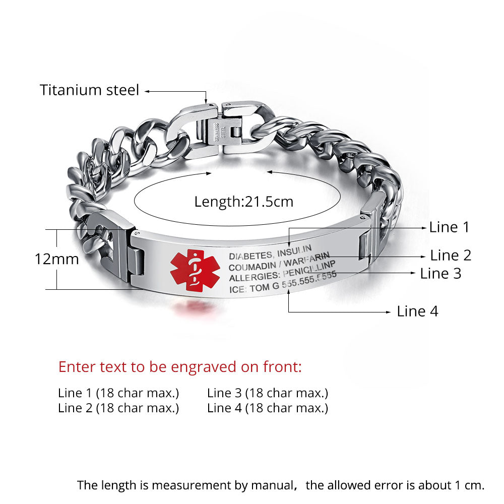 Custom Stainless Steel Medical Bracelet