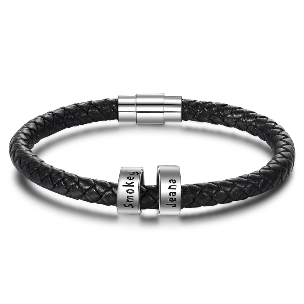 Custom Stainless Steel Leather Bracelet