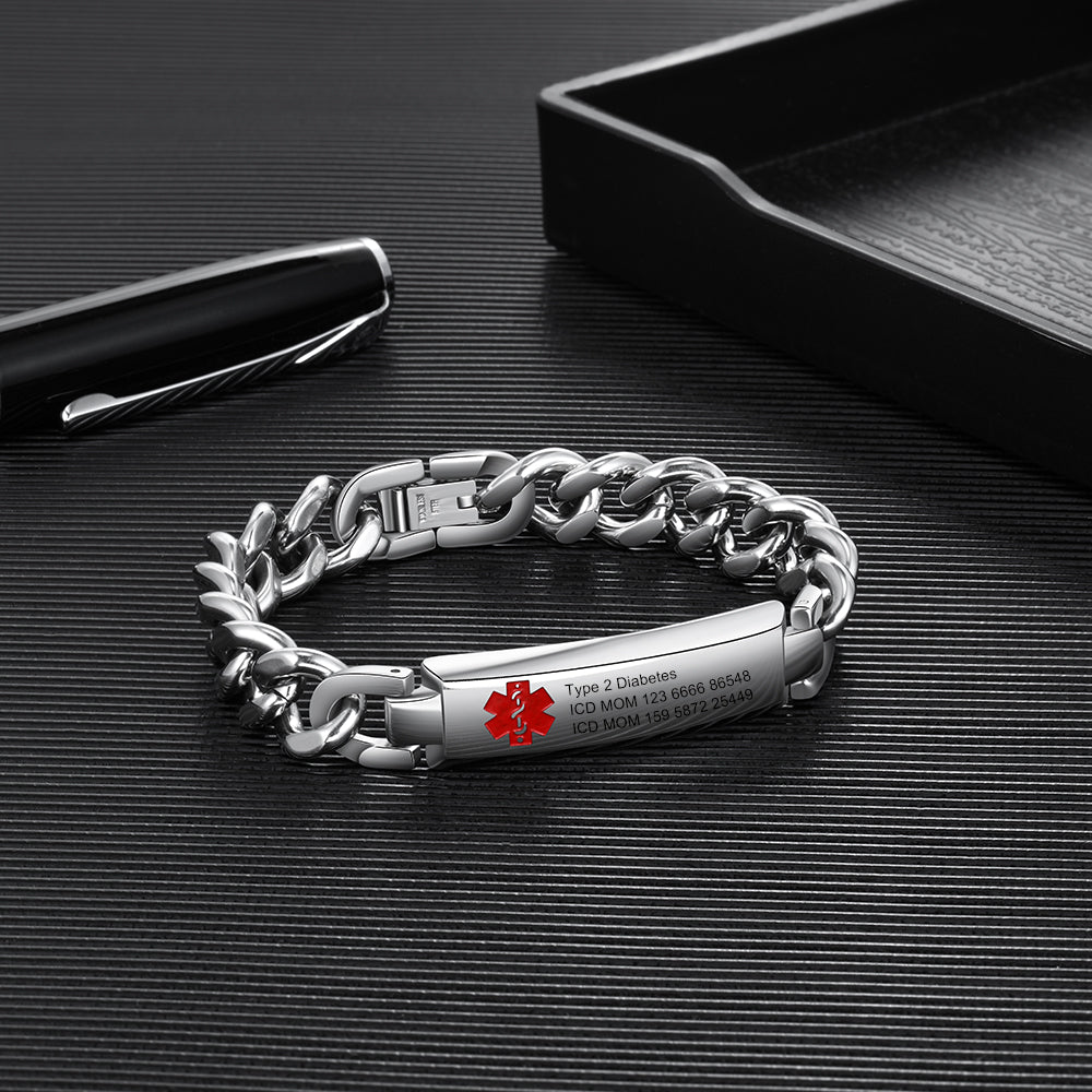 Engraved Stainless Steel Medical Alert Bracelet