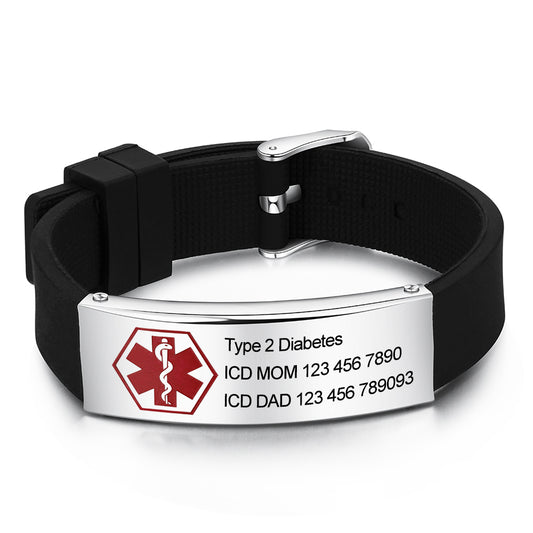 Engraved Stainless Steel Bracelet Medical Alert Bracelet