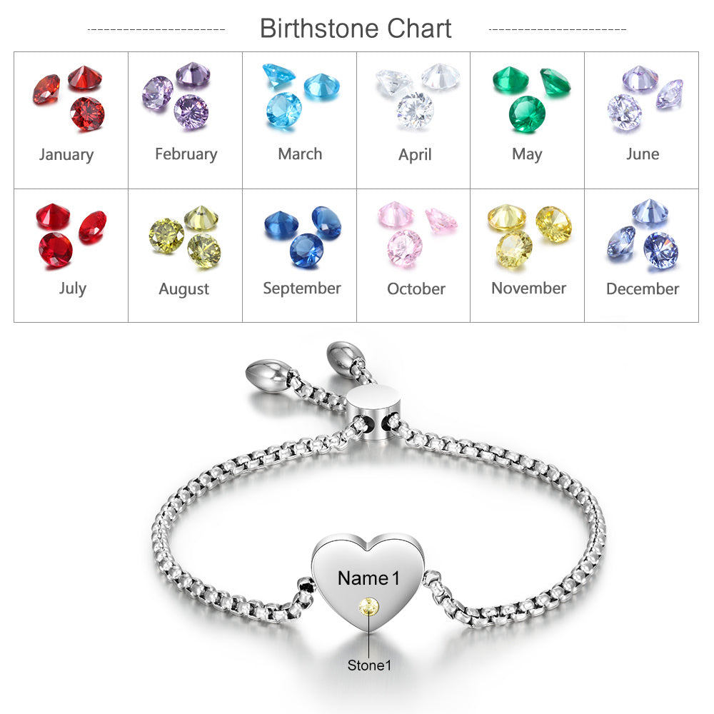 Birthstone & Stainless Steel Plated Bracelet