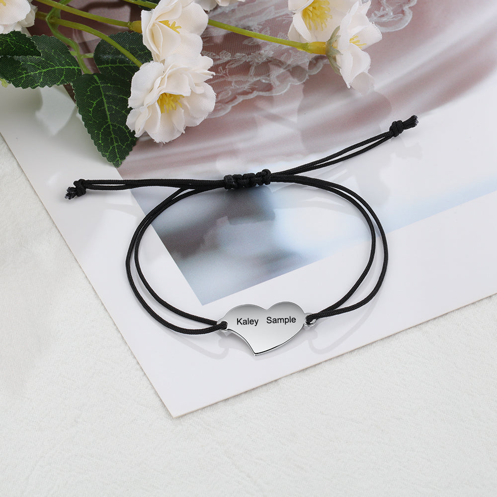 Custom Engraving Stainless Steel Heart Bracelet