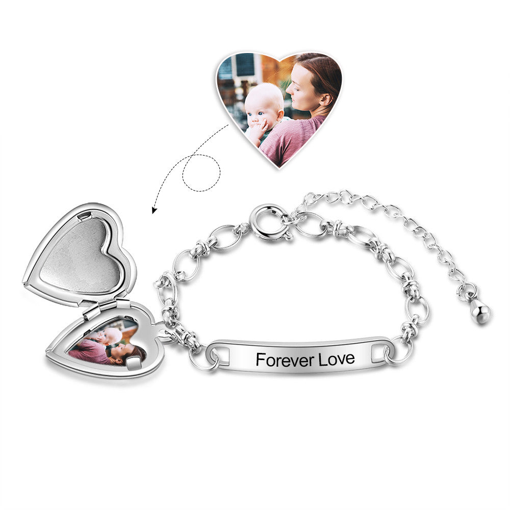 Personalized Stainless Steel Heart Shape Photo Bracelet