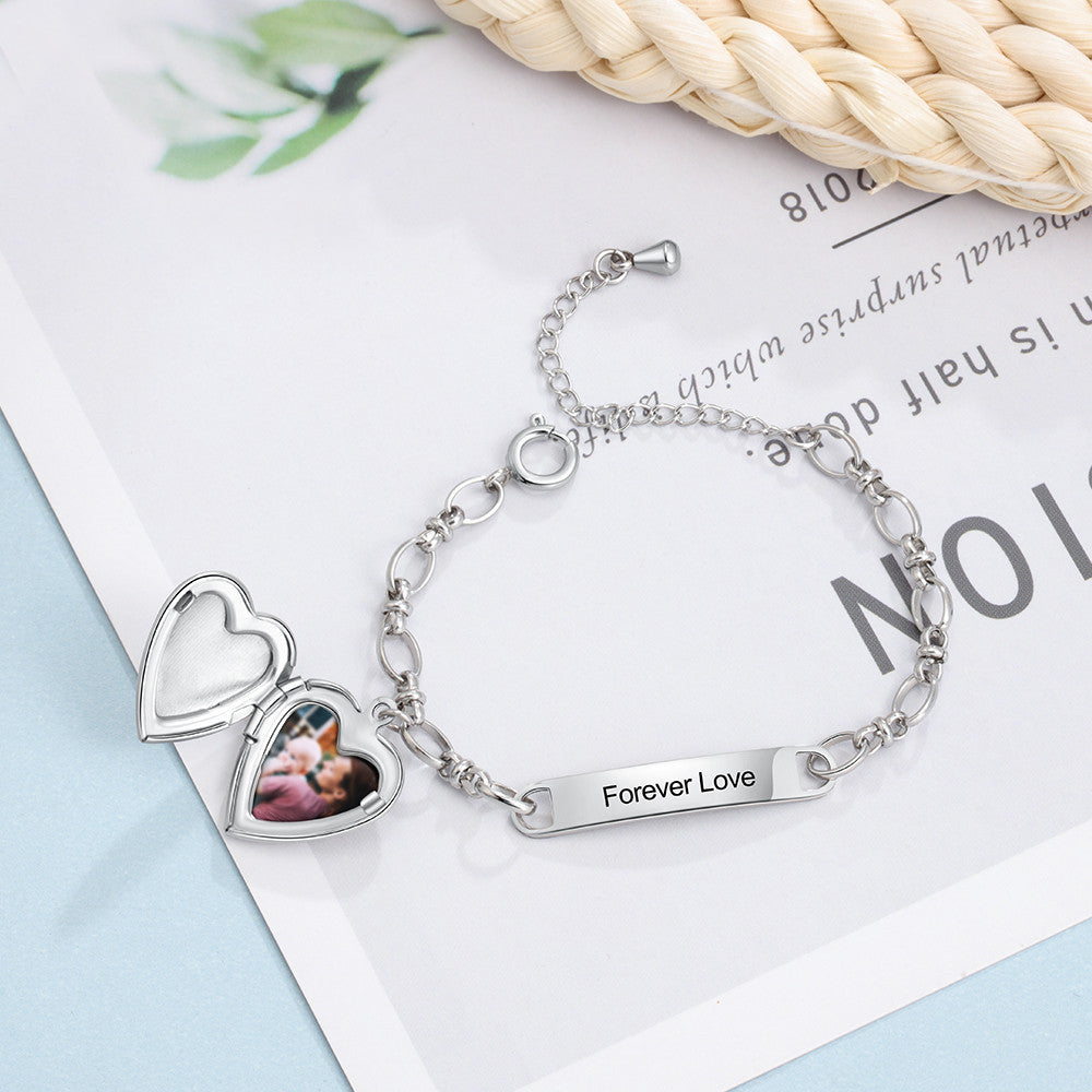 Personalized Stainless Steel Heart Shape Photo Bracelet