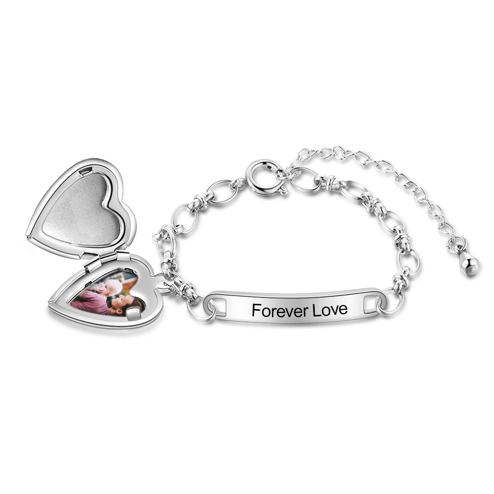 Personalized Stainless Steel Heart Shape Photo Bracelet