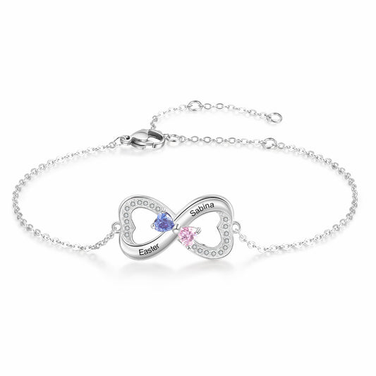 Double Heart Shape Bracelet with Personalized Names