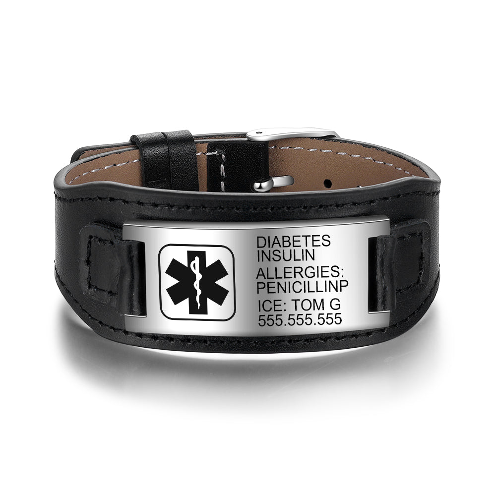 Stainless Steal Medical Men's Medical Blert Bracelet