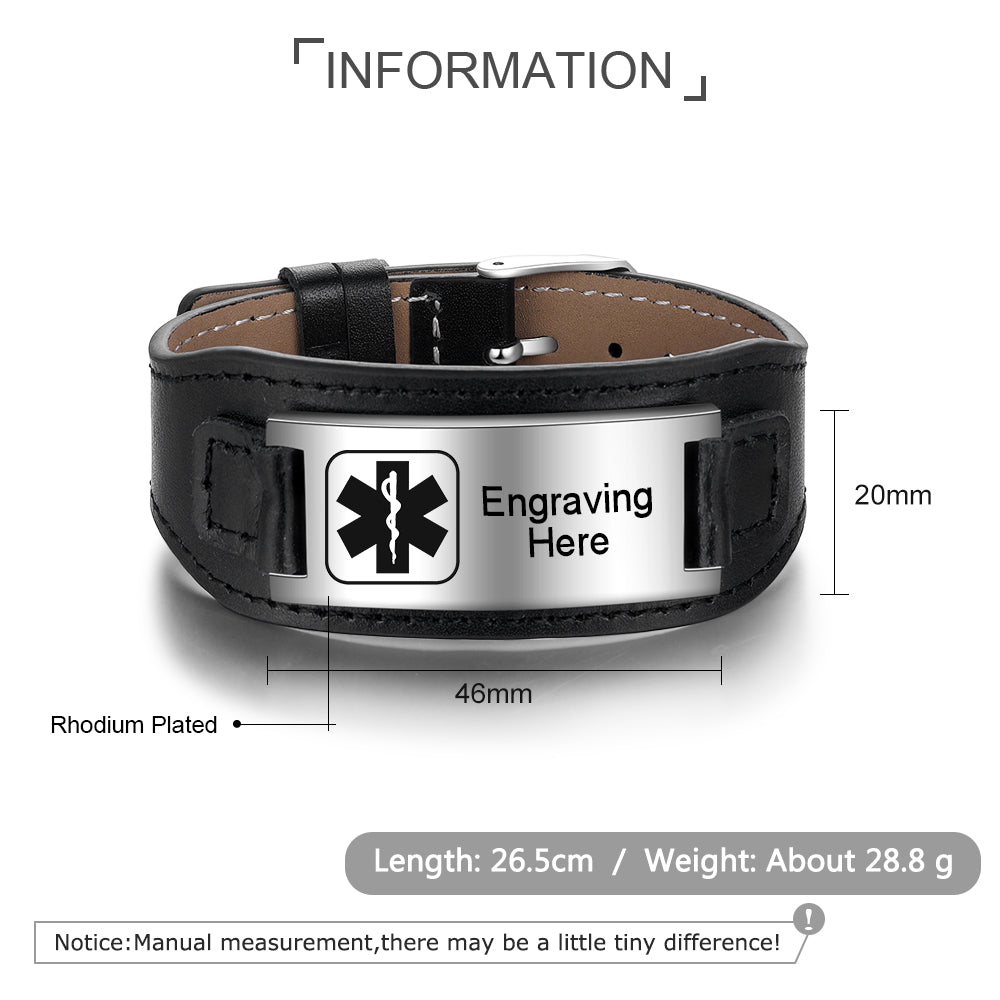 Stainless Steal Medical Men's Medical Blert Bracelet