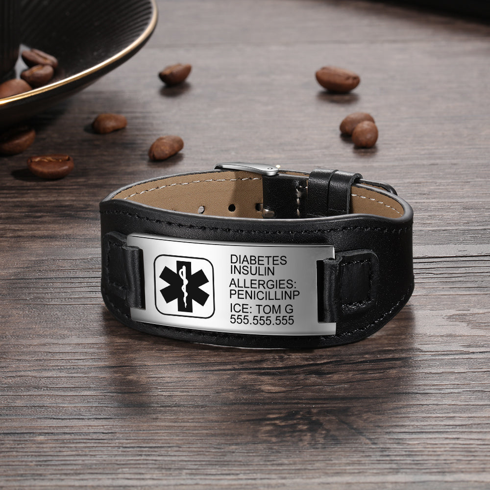 Stainless Steal Medical Men's Medical Blert Bracelet