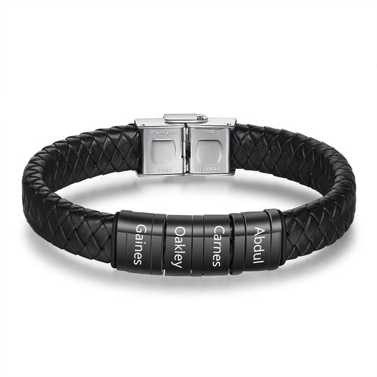 Custom Stainless Steel Leather Bracelet