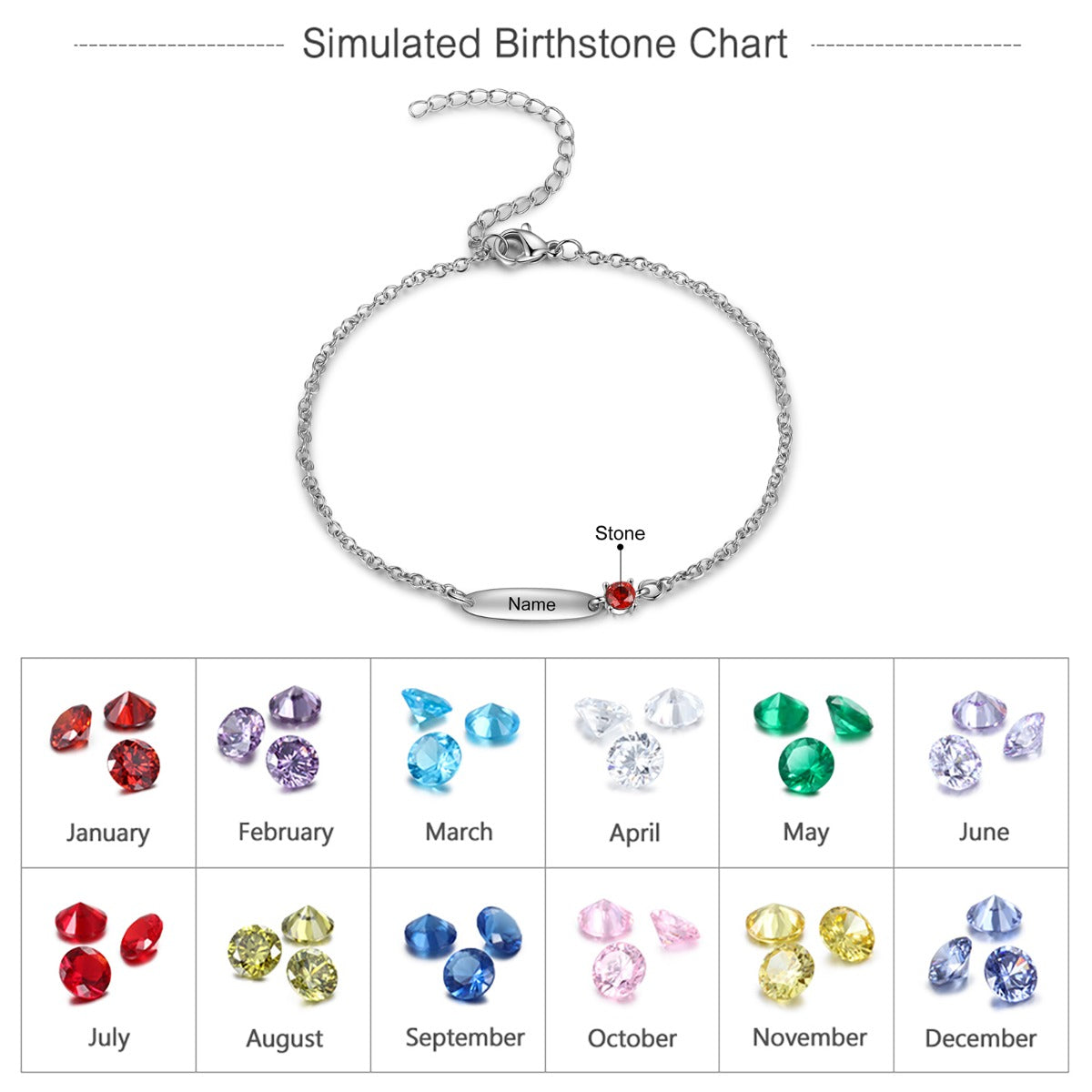 Rhodium Plated Birthtsone Bracelet