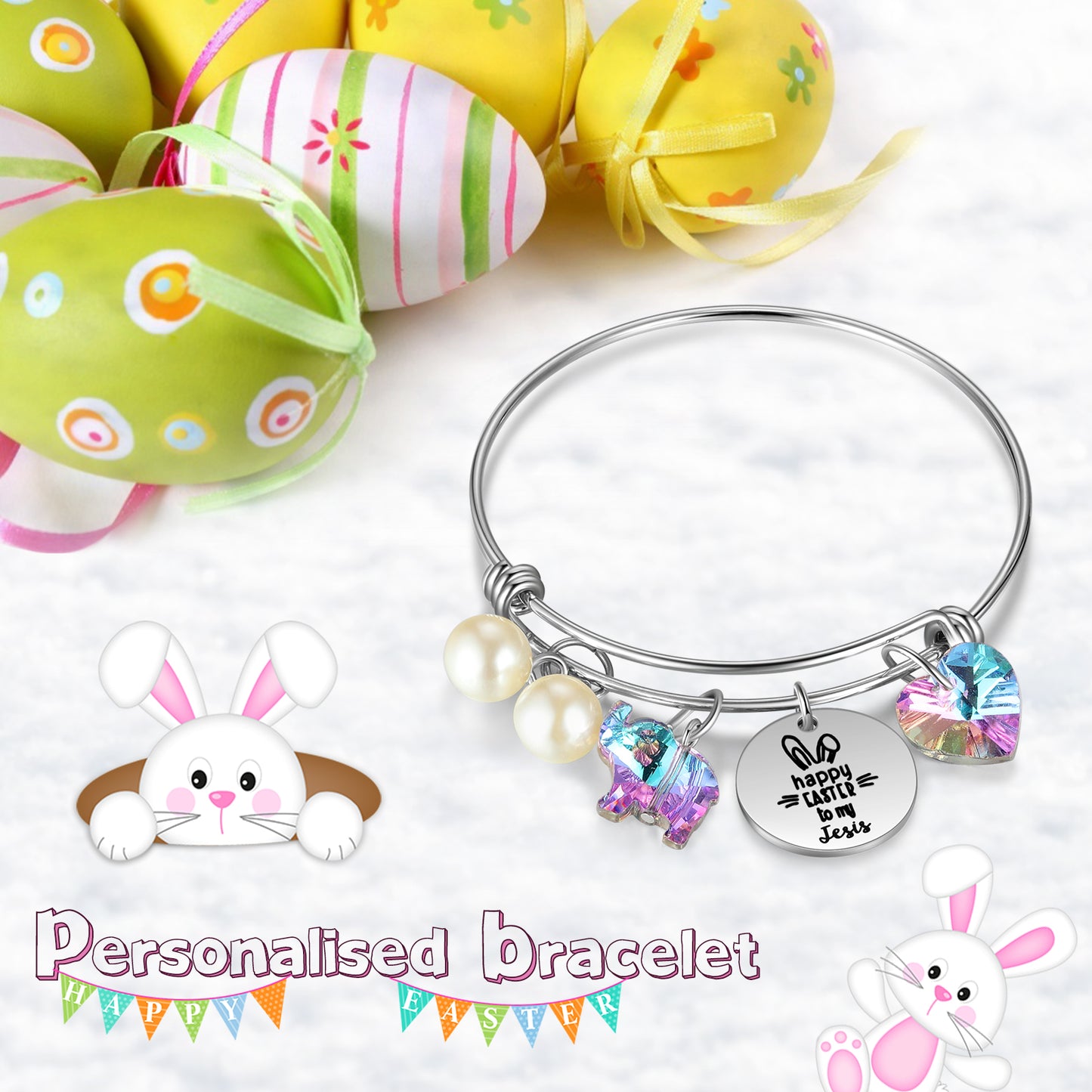 Custom Easter Bangle Bracelet