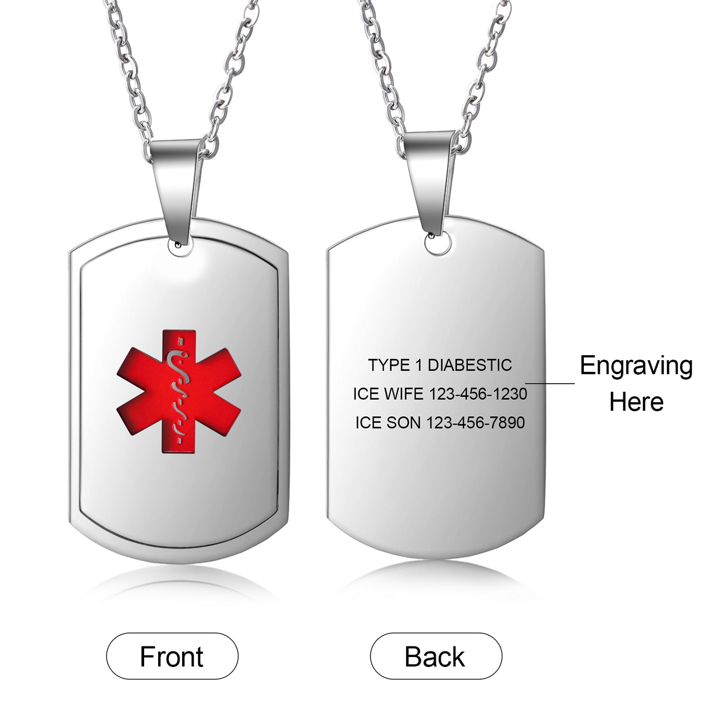 Custom Stainless Steel Medical Necklace