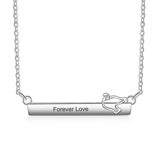 Custom Rhodium Plated Nameplate Bar Necklace