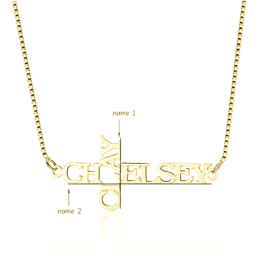 Cross Double Name Necklace