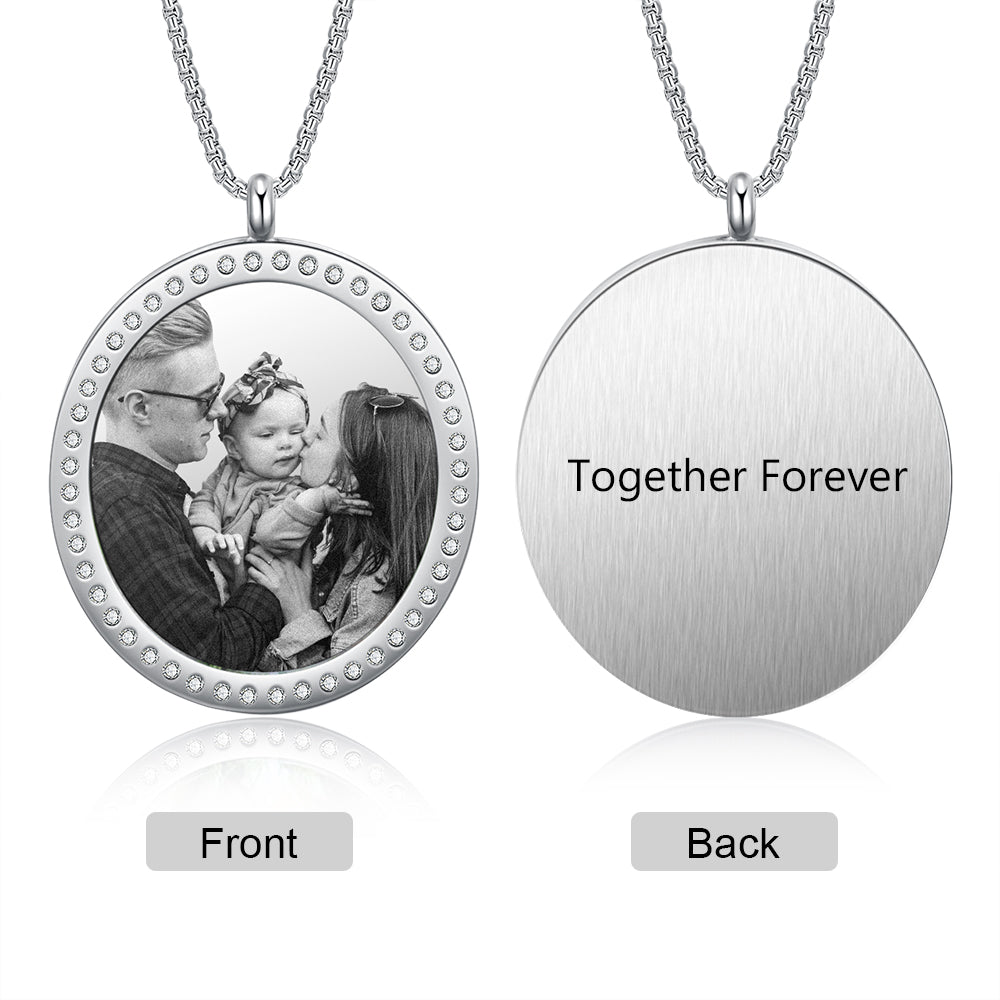 Stainless Steel Customized Photo Round Pednant Necklace