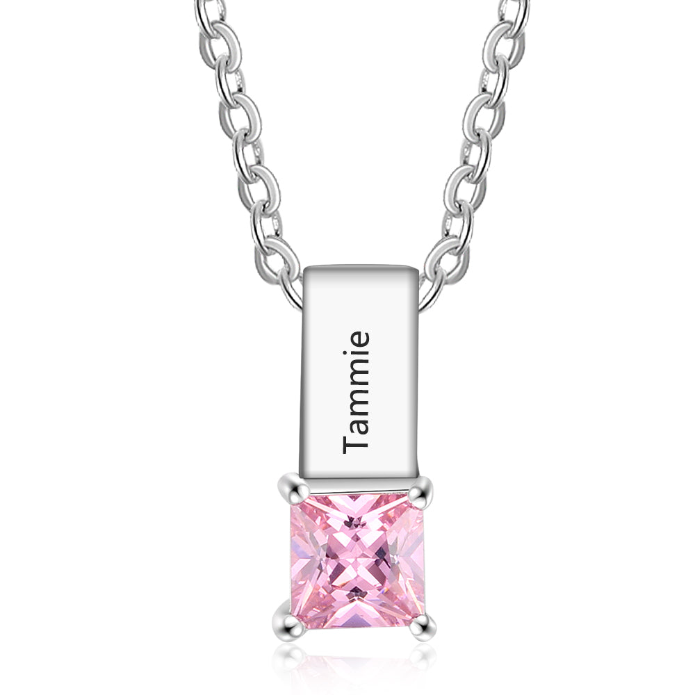 Custom Name Birthstone Pendant Necklace