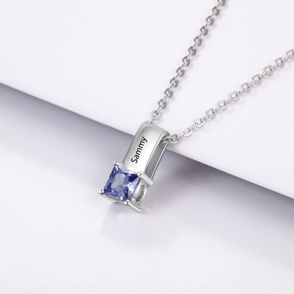 Custom Name Birthstone Pendant Necklace