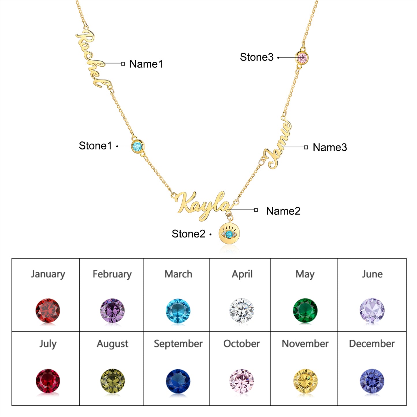 Gold Plated Evil Eye Name Necklace