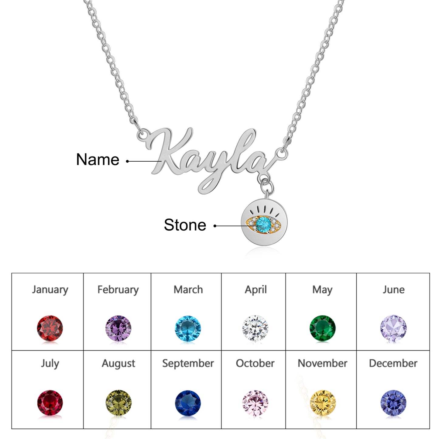 Gold Plated Evil Eye Name Necklace