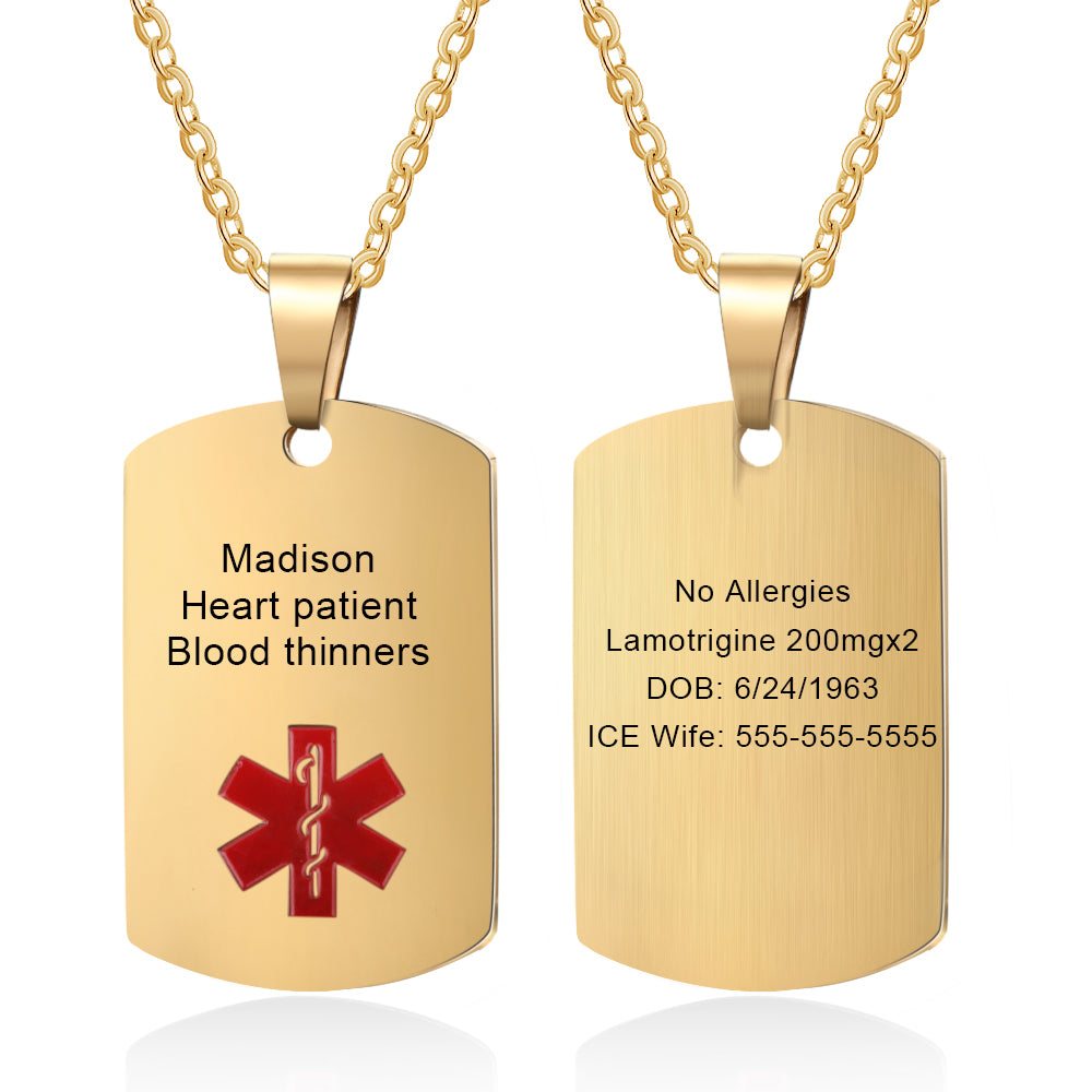 Stainless Steel Medical Alert Pendant Necklace