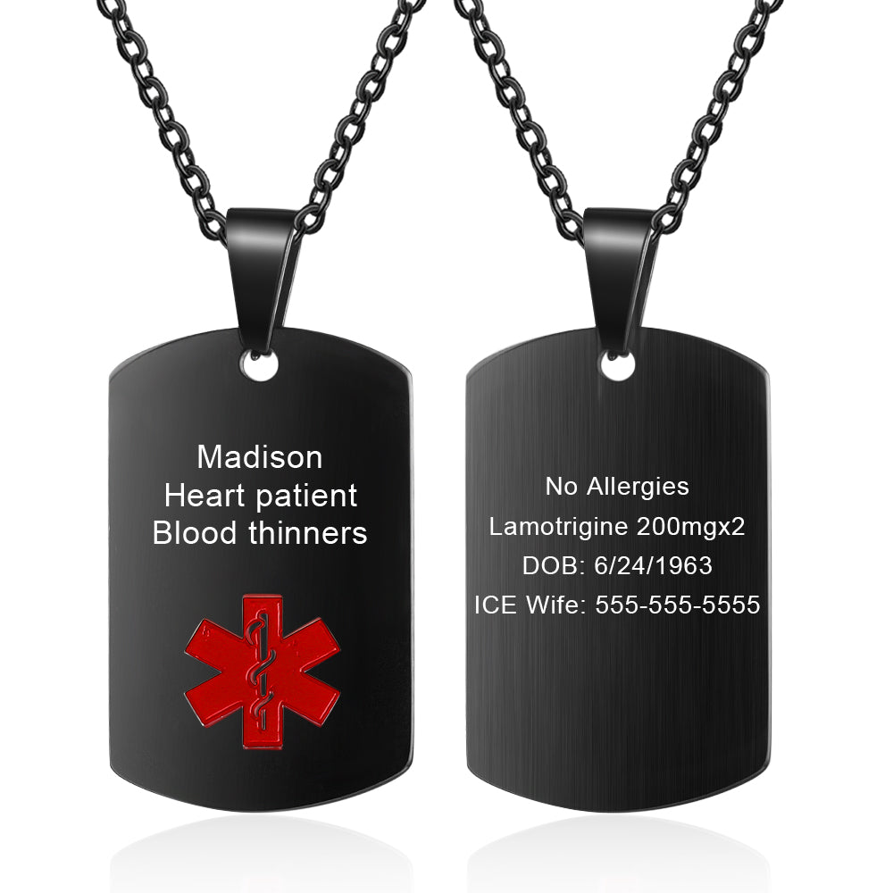 Stainless Steel Medical Alert Pendant Necklace