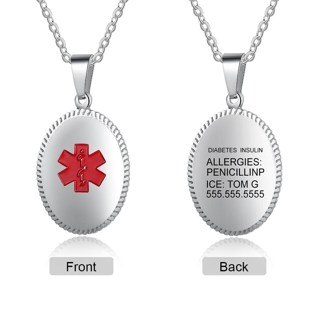 Engraving Stainless Steel Medical Necklace