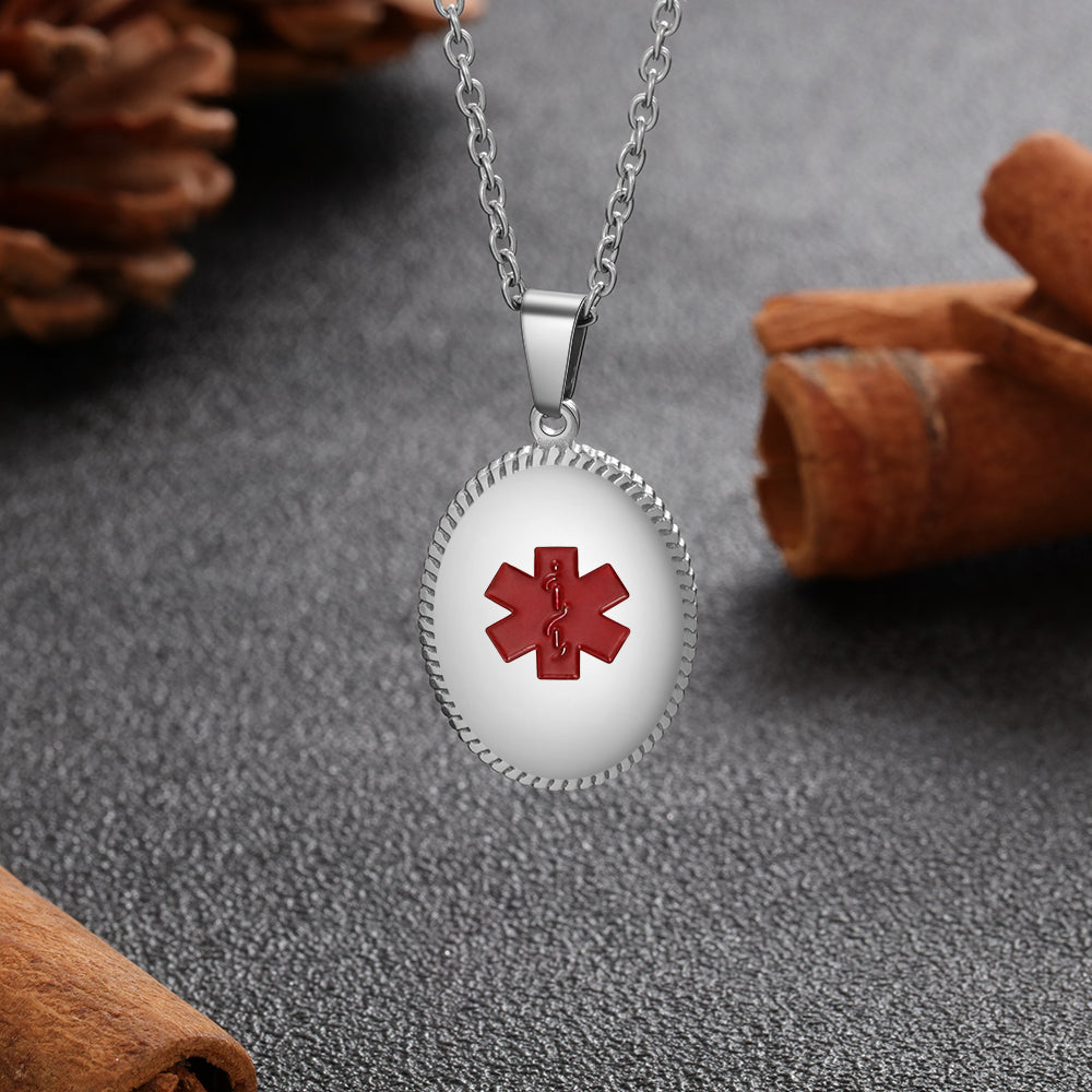 Engraving Stainless Steel Medical Necklace