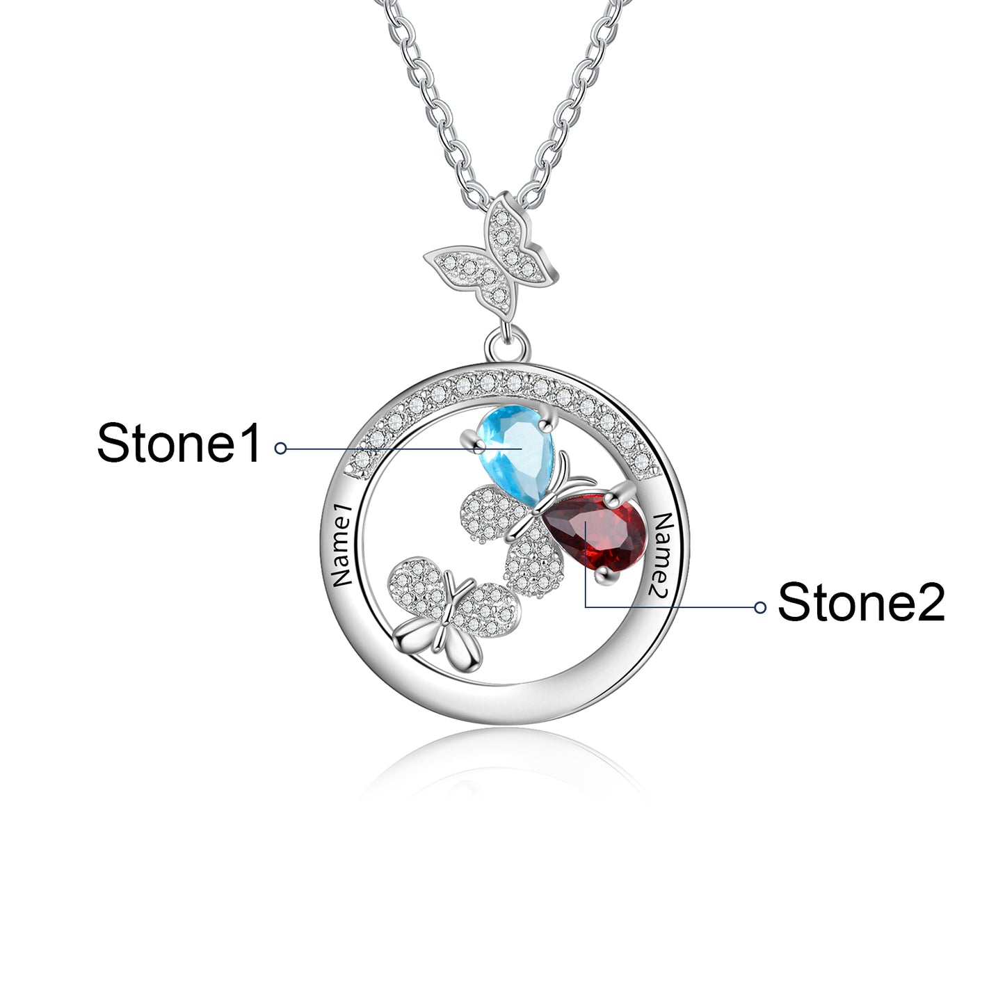 Personalized Rhodium plated Necklace