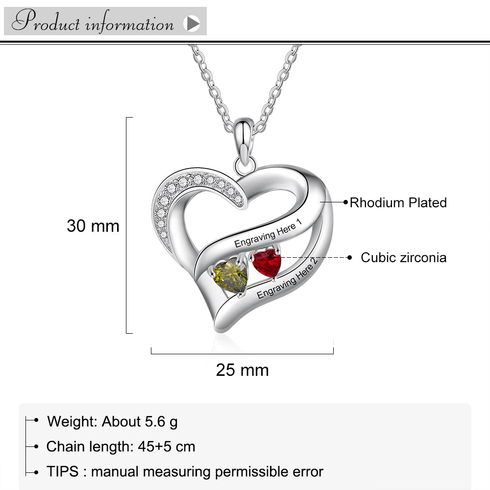 Rhodium Plated Heart Necklace