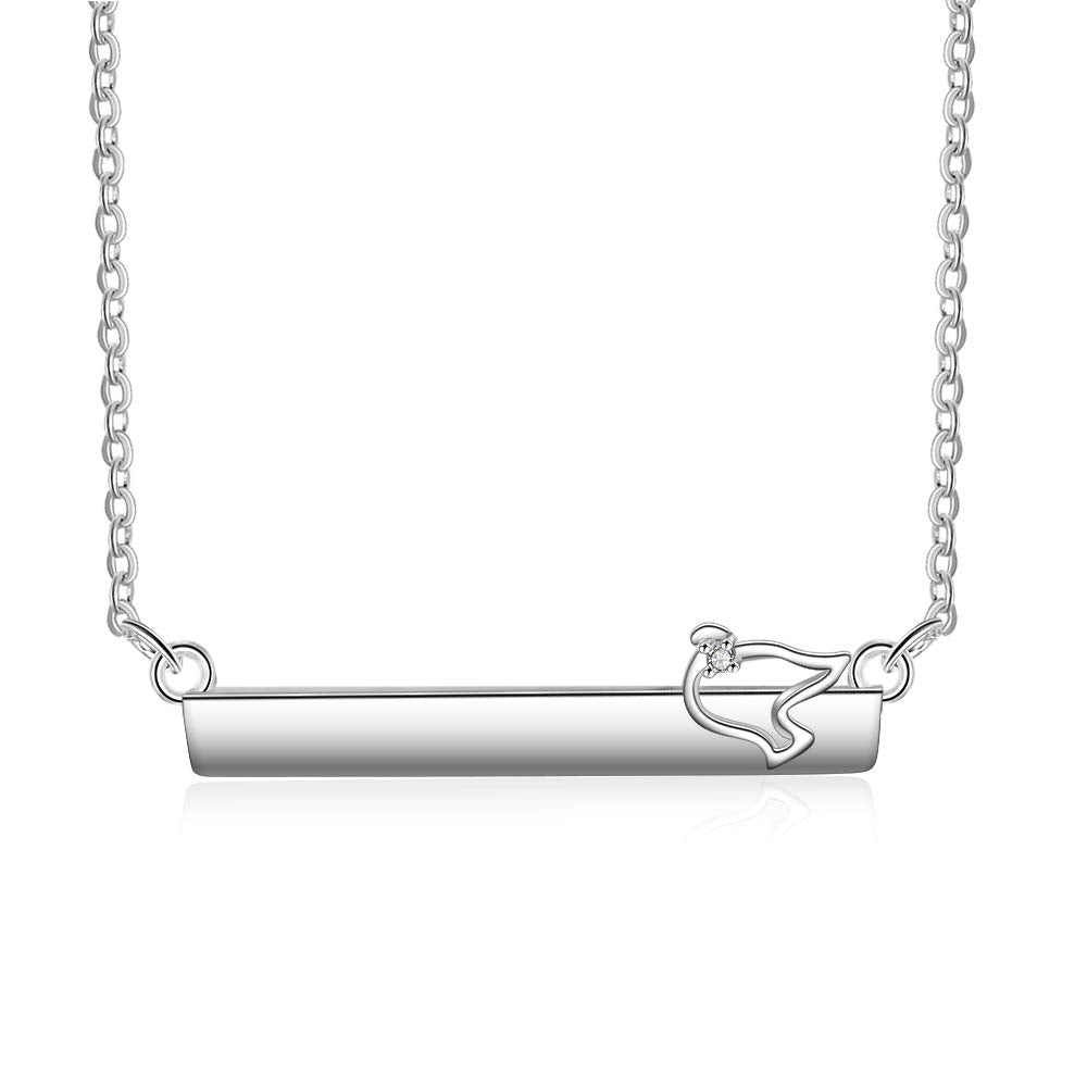 Custom Rhodium Plated Nameplate Bar Necklace