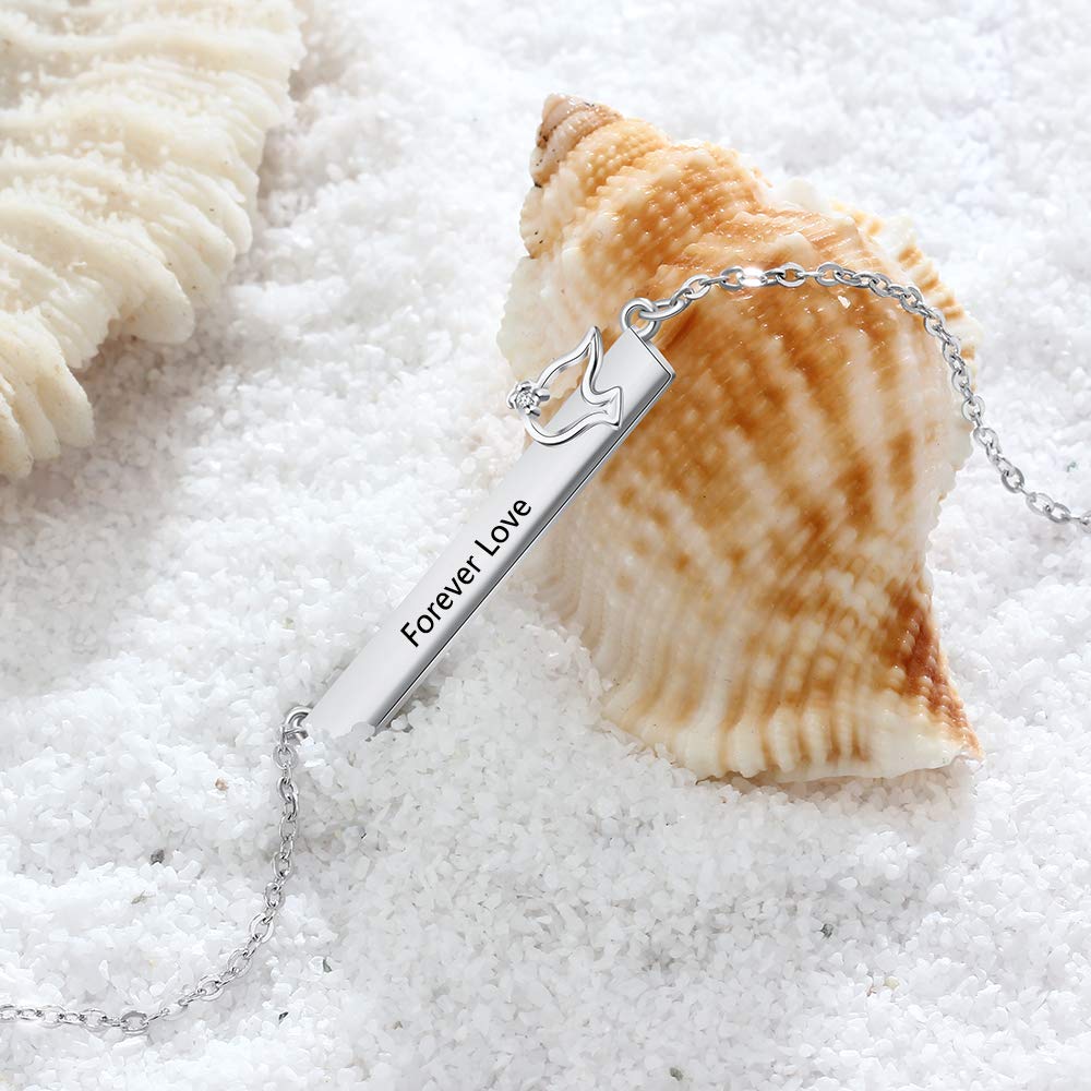 Custom Rhodium Plated Nameplate Bar Necklace