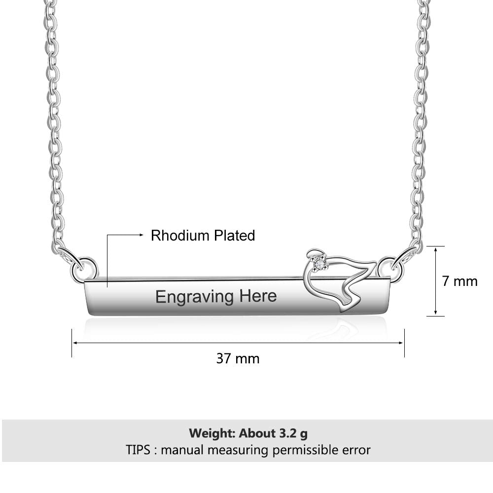 Custom Rhodium Plated Nameplate Bar Necklace