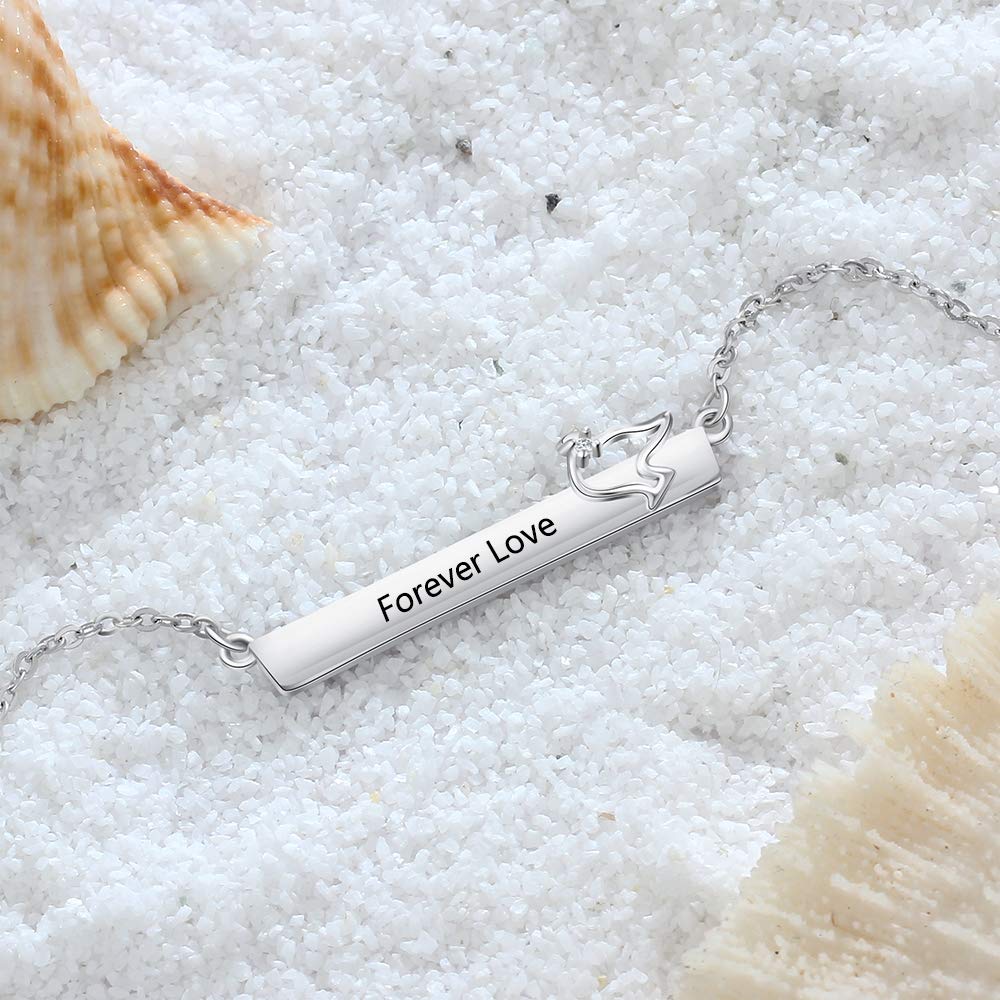 Custom Rhodium Plated Nameplate Bar Necklace