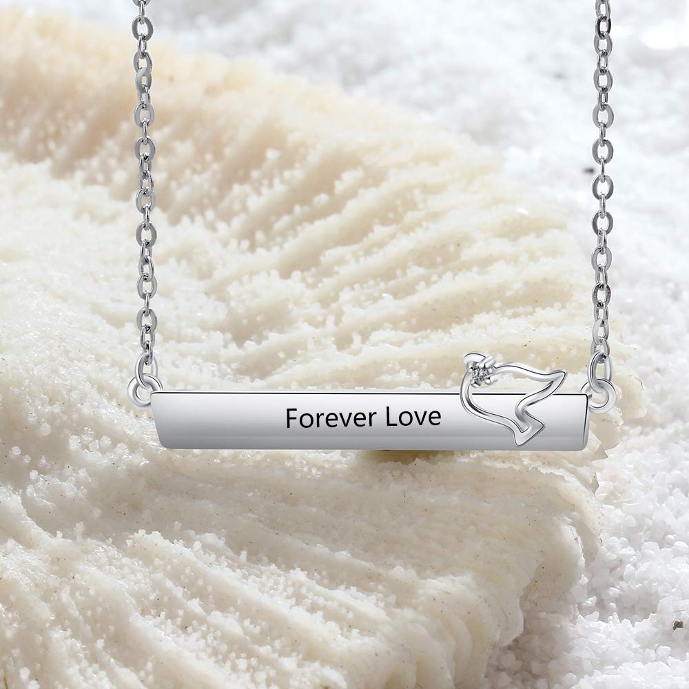 Custom Rhodium Plated Nameplate Bar Necklace