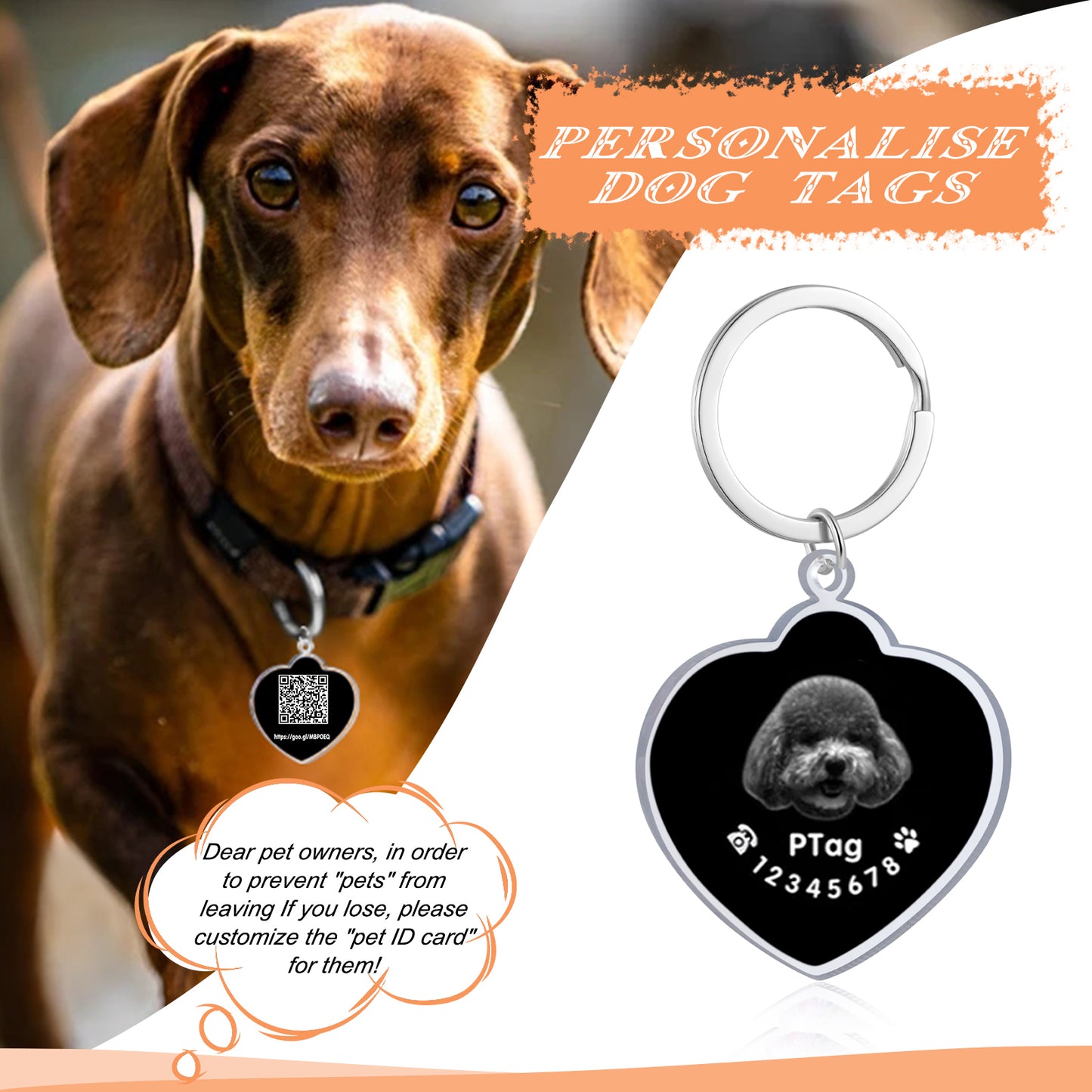 Custom Photo Heart Dog Tag