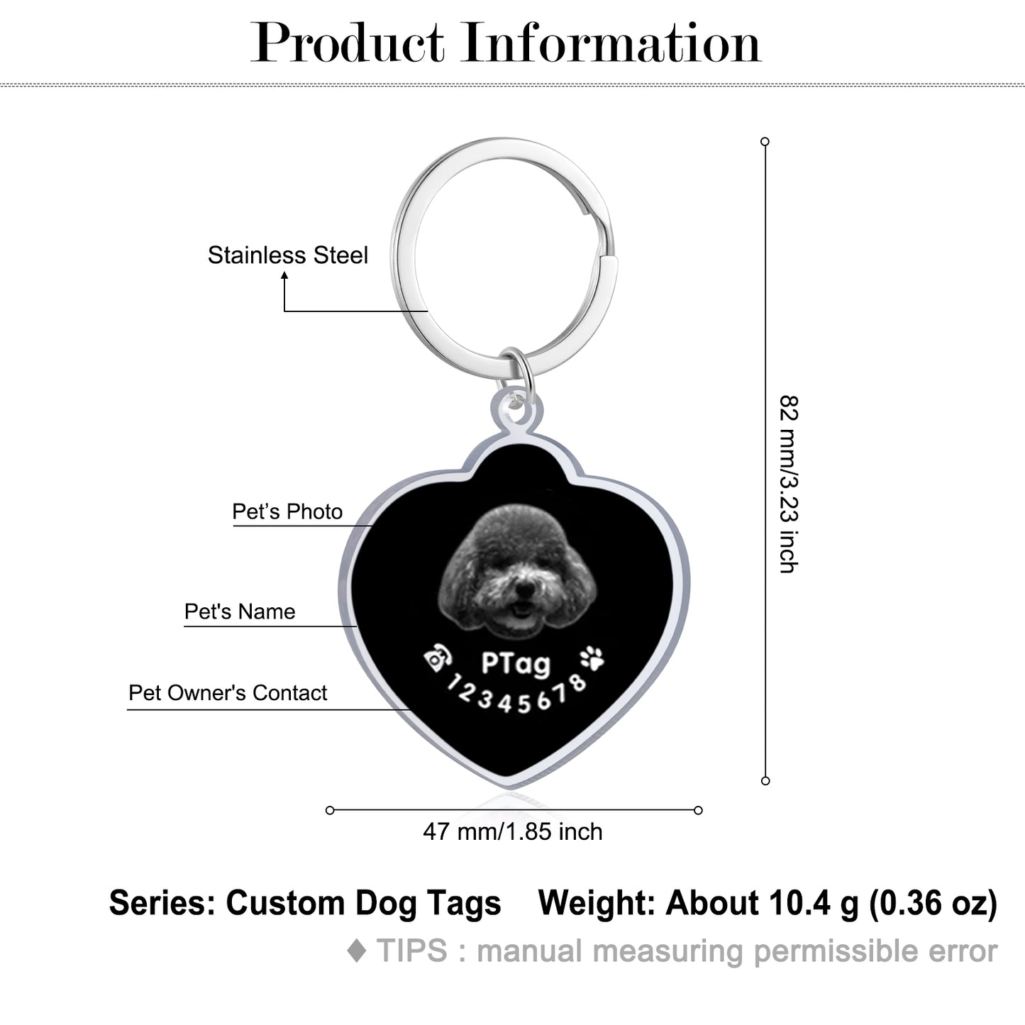 Custom Photo Heart Dog Tag