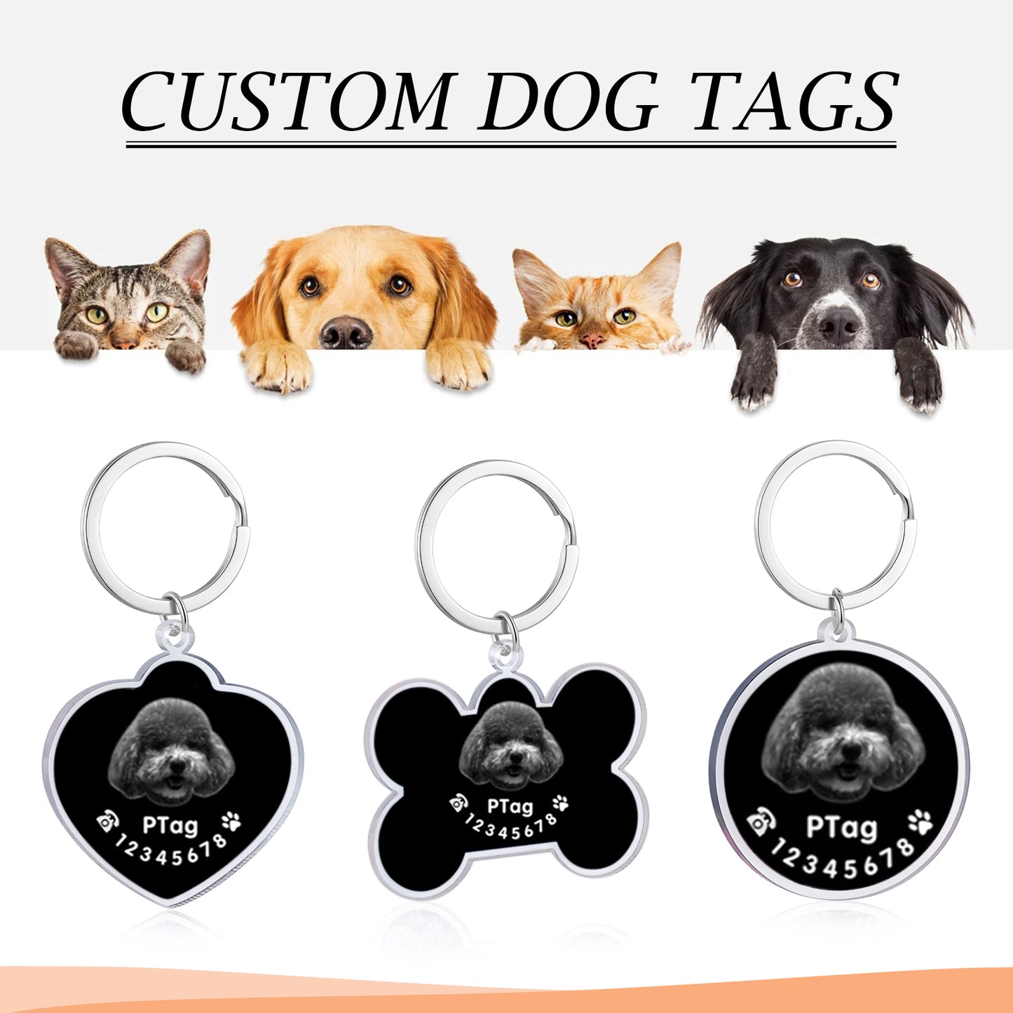 Custom Photo Heart Dog Tag