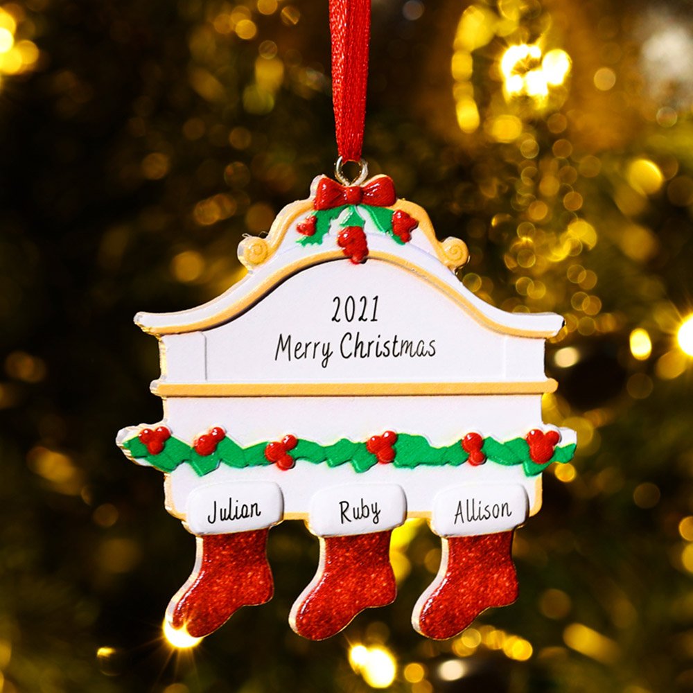 Personalized Christmas Ornament Red Stockings Ornaments Family Gifts