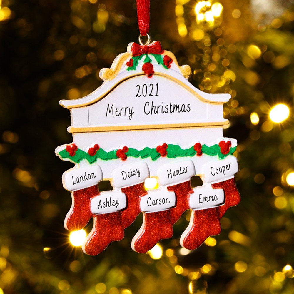 Personalized Christmas Ornament Red Stockings Ornaments Family Gifts