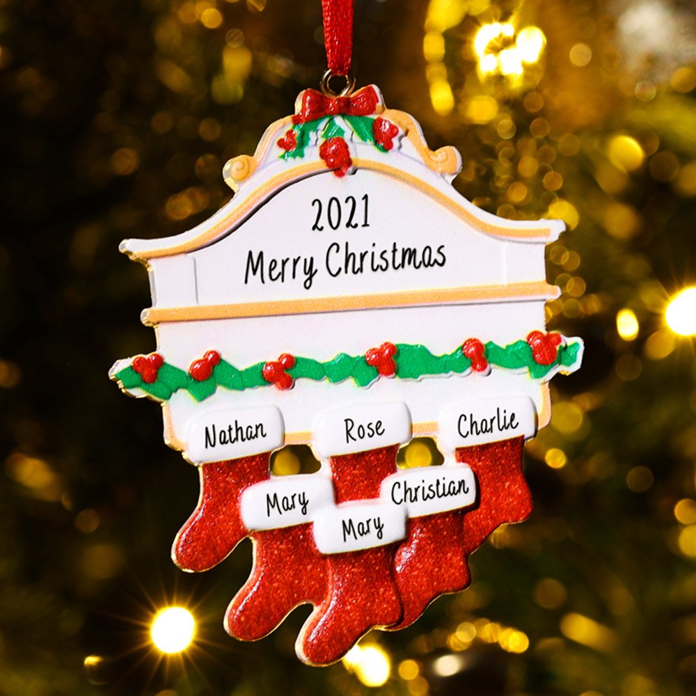 Personalized Christmas Ornament Red Stockings Ornaments Family Gifts