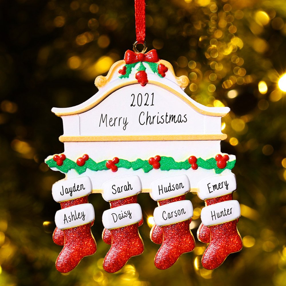 Personalized Christmas Ornament Red Stockings Ornaments Family Gifts