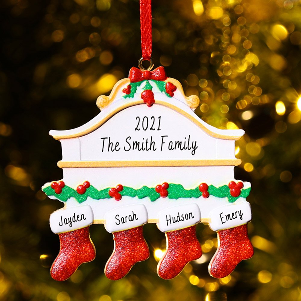 Personalized Christmas Ornament Red Stockings Ornaments Family Gifts