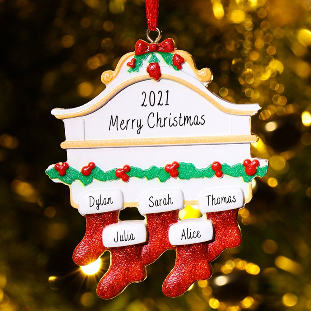 Personalized Christmas Ornament Red Stockings Ornaments Family Gifts